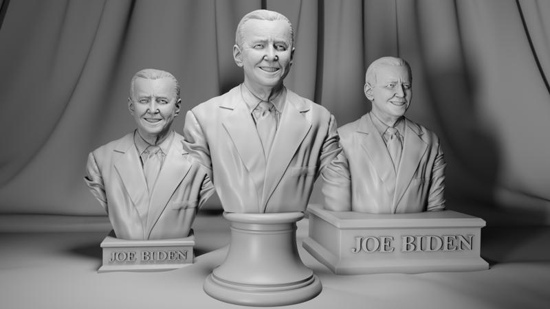 Joe Biden Smilling Pose Bust Statue Sculpture