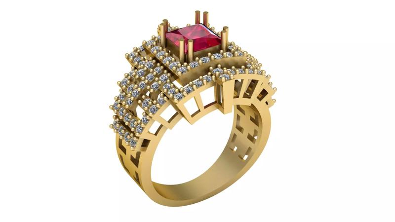 LUXURY RUBY RING 3D PRINTABLE MODEL