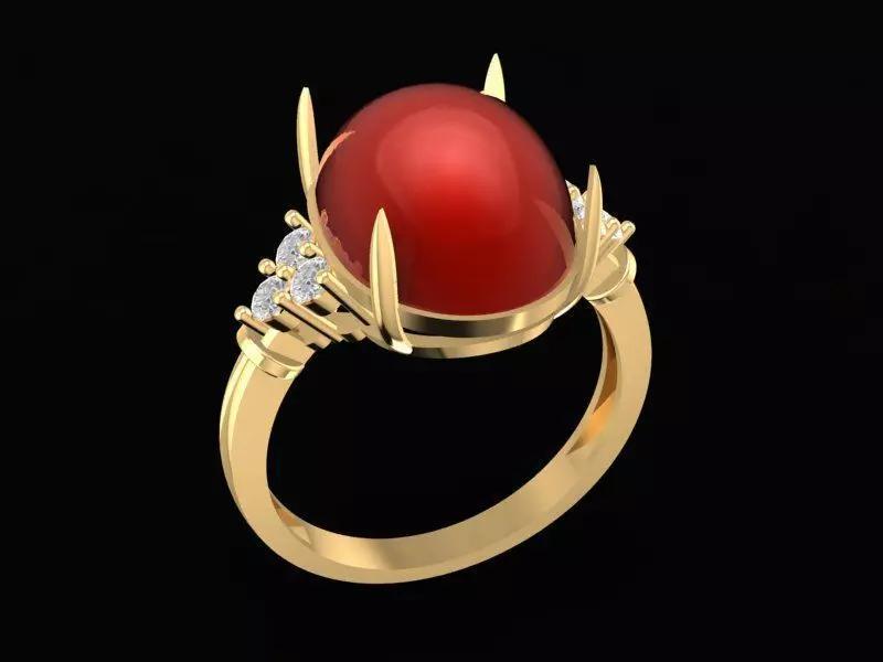 Vintage Red Gemstone Cabochon Ring for Women 1718