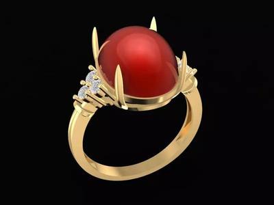 Vintage Red Gemstone Cabochon Ring for Women 1718