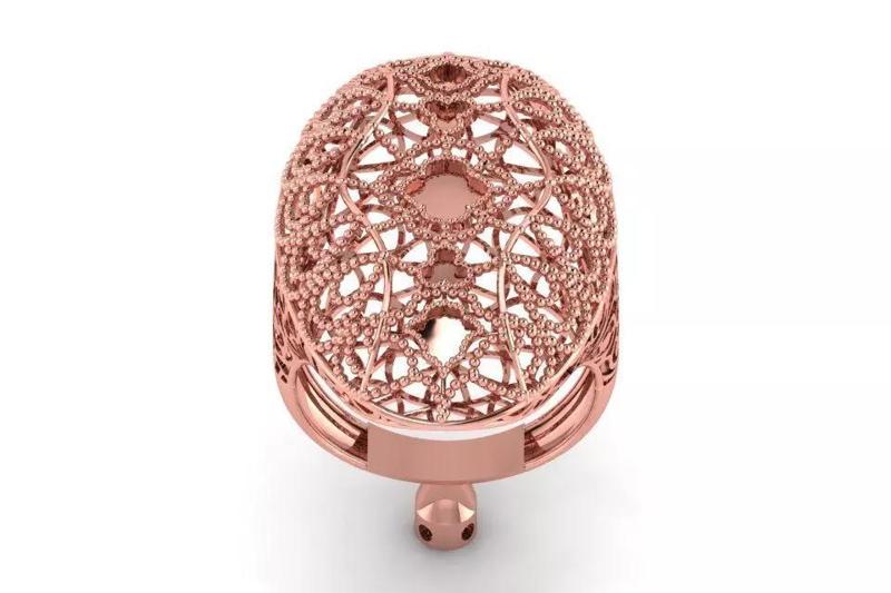 Vintage Filigree Ring STL OBJ FBX Renders Details