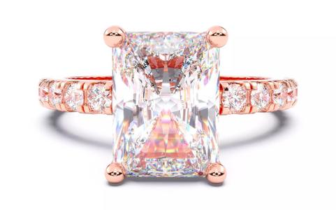 Radiant Diamond Pave Setting Solitaire Ring