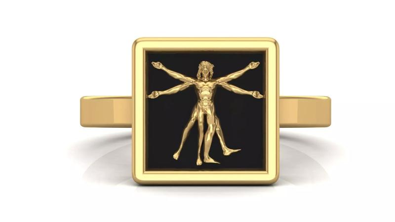 Vitruvian Man Signet Ring 3D Model STL 3DM Printable