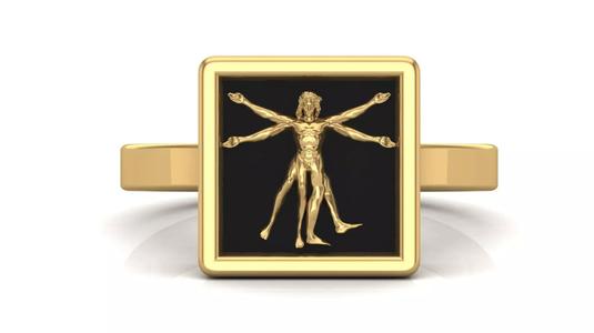 Vitruvian Man Signet Ring 3D Model STL 3DM Printable