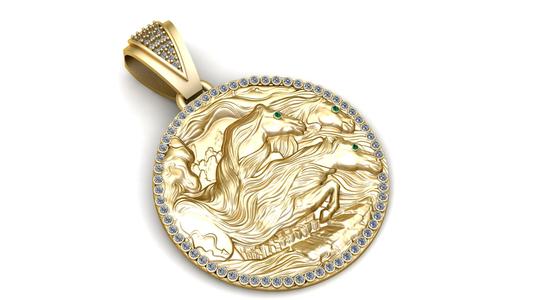 Running Horses Medallion Pendant 3D Printable Model