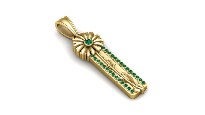 Floral Cross Pendant 3D Printable Model