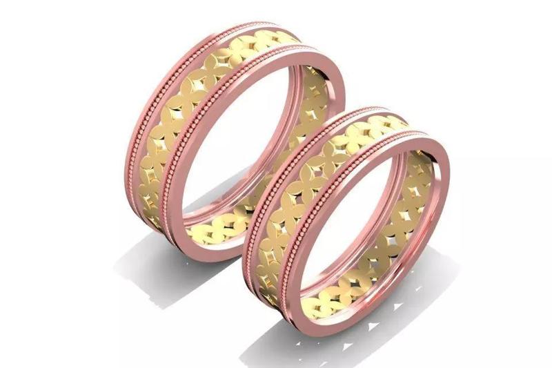 Wide Band Star Pattern Couple Ring Jewelry 1329