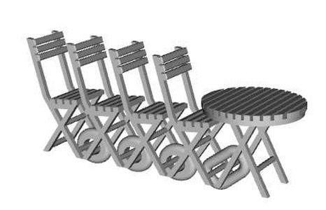 cafe seat and table with slatted top 1/43 scale