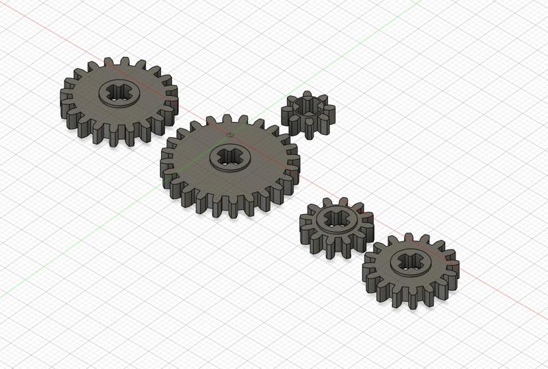 Technic compatible Gear Pack 8, 12, 16, 20, 24 tooth half stud height