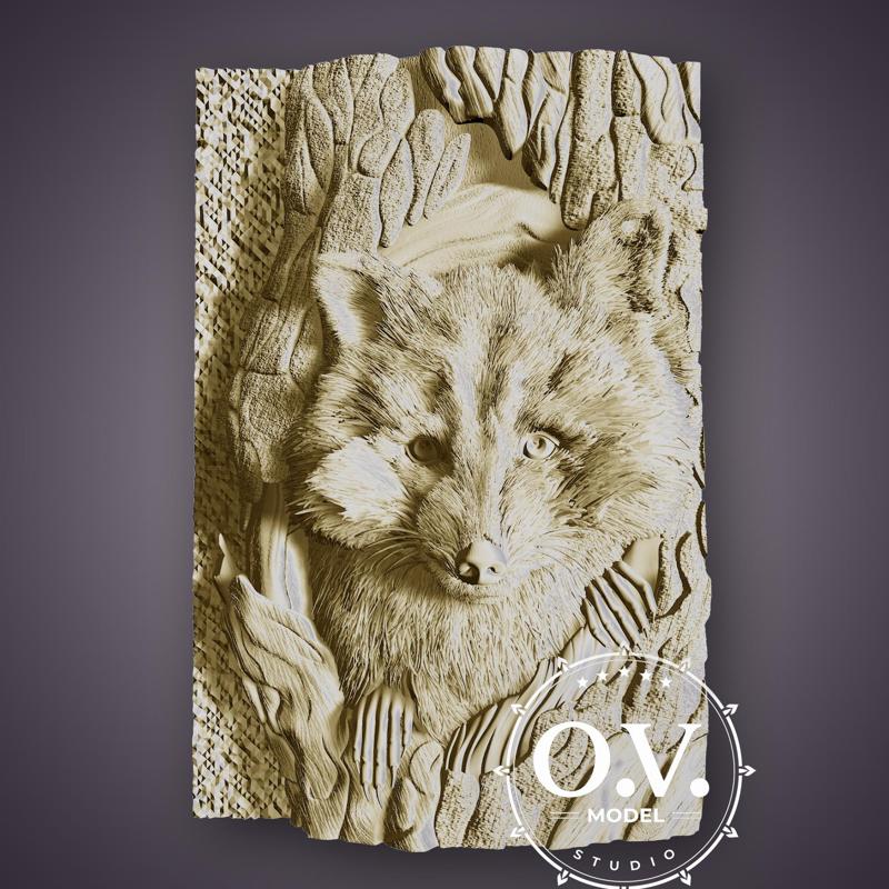 Raccoon in a Hollow stl model coat of Arms Wolf 3D STL model cnc router engraver Artcam aspire cnc files Wood art wall decor cnc