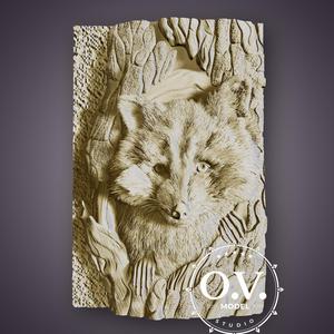 Raccoon in a Hollow stl model coat of Arms Wolf 3D STL model cnc router engraver Artcam aspire cnc files Wood art wall decor cnc