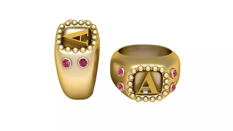 A  ALPAHBETS  RING  3D PRINTABLE MODEL