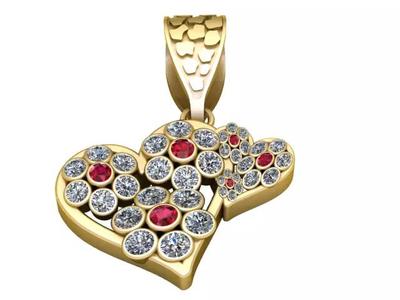 DOUBLE HEART PENDANT 3D PRINTABLE MODEL