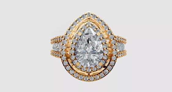 Teardrop Halo Diamond Gold Engagement Ring
