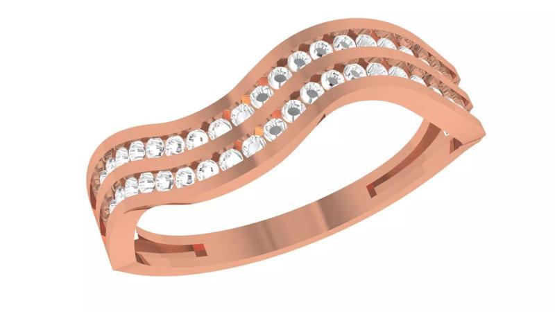 Wave High Jewelry Cocktail Ring 3dm stl renders details