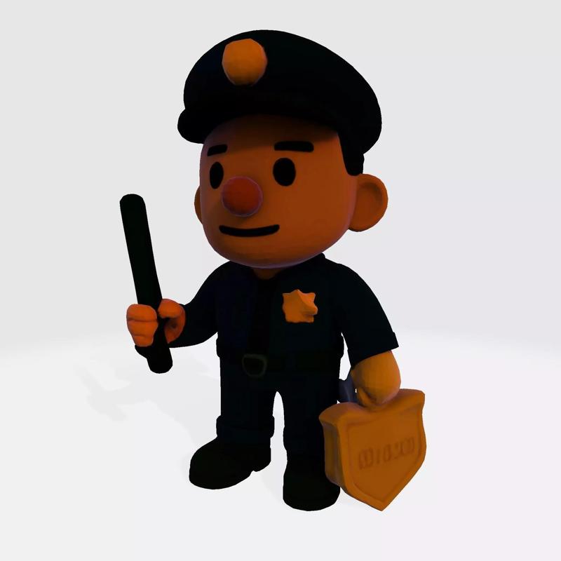 LowPoly Cartoon Police Officer 3D Model