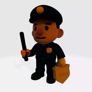 LowPoly Cartoon Police Officer 3D Model
