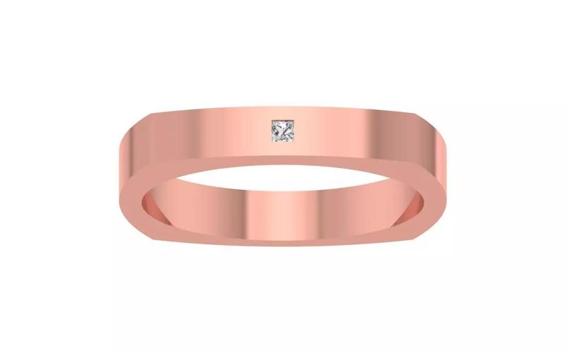 Solitaire Princess Cut Flush Set Wedding Band 3dm STL OBJ FBX