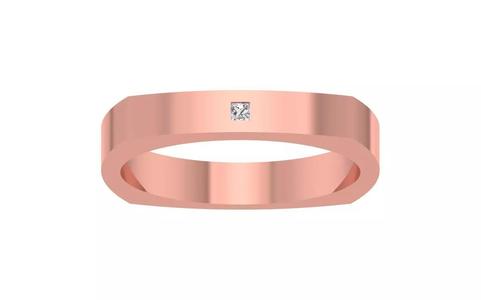 Solitaire Princess Cut Flush Set Wedding Band 3dm STL OBJ FBX