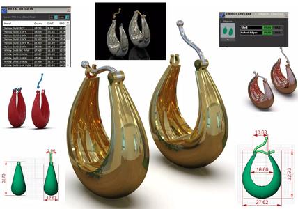 Gold stl 3dm Earrings Wide Teardrop Hoop ge0052