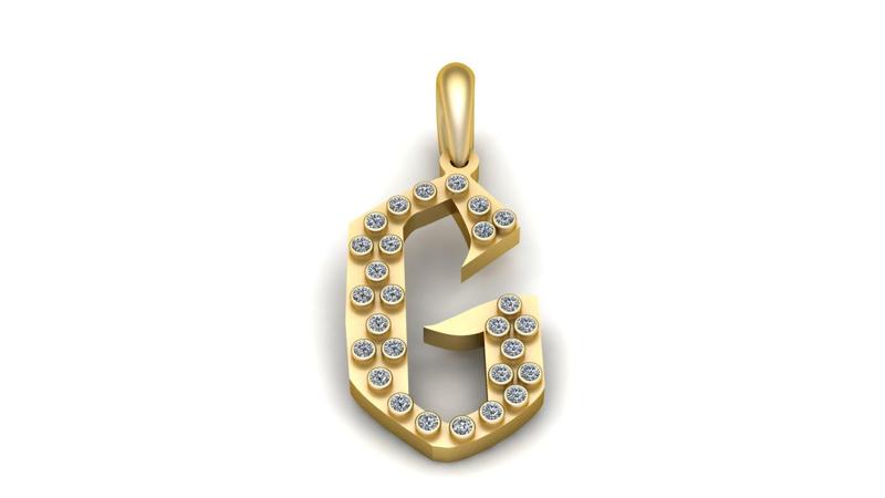 GOLDEN ALPHABET G PENDANT 3D PRINTABLE MODEL