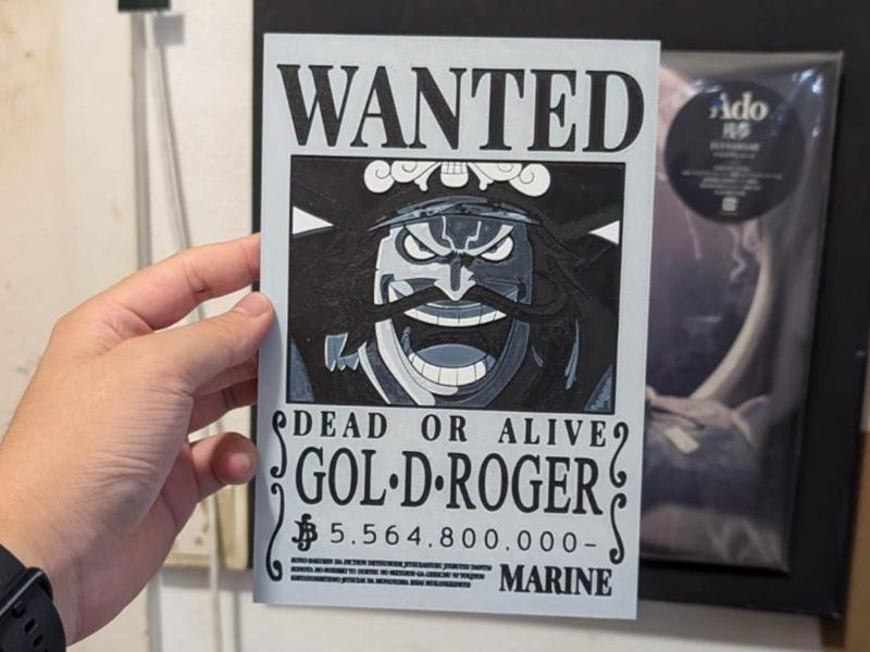 Gold D Roger Wanted One Piece Hueforge 3 Colores