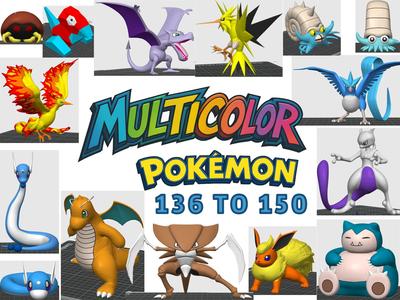 Multicolor Pokemon 136 to 150 (Gen 1)