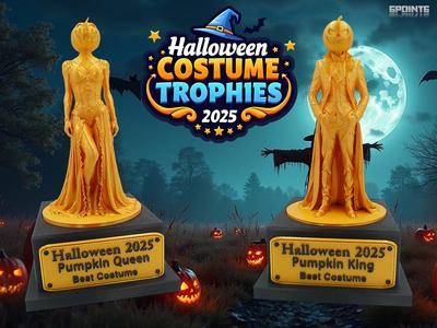 Halloween Costume Trophies Pumpkin King & Queen