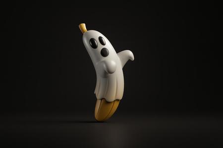 Banana Ghost Figurine – Cute Halloween Decor, Spooky Ghost Banana Ornament, Fun Party Decoration