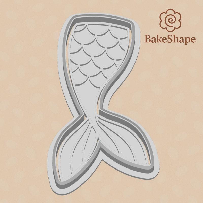 Mermaid Tail Cookie Cutter & Embosser STL File – 3D Printable Ocean Beach Design
