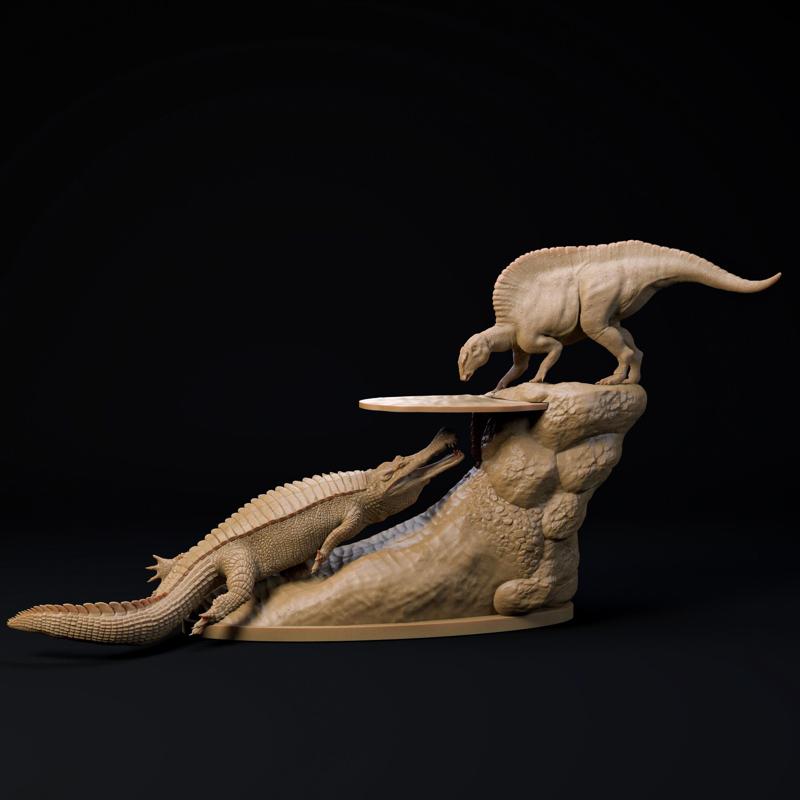 Sarcosuchus ambush 1-35 scale pre-supported dinosaur and crocodilian