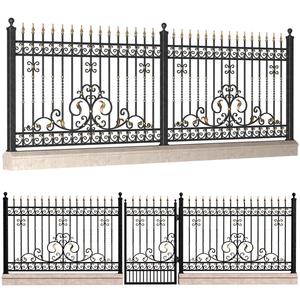 Fence in classic style with wrought iron railing 3D model