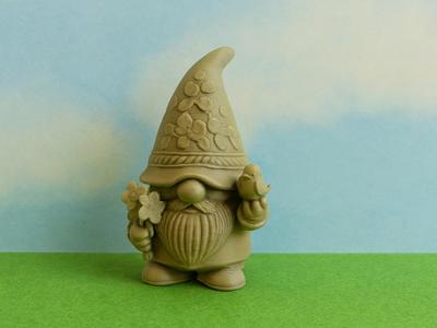 The Lucky Gnome with Flowers and Bird
