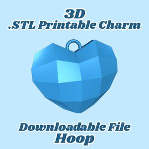 Low Polygon Heart Charm STL File: 3D Printing Jewelry, Keychains Digital Download