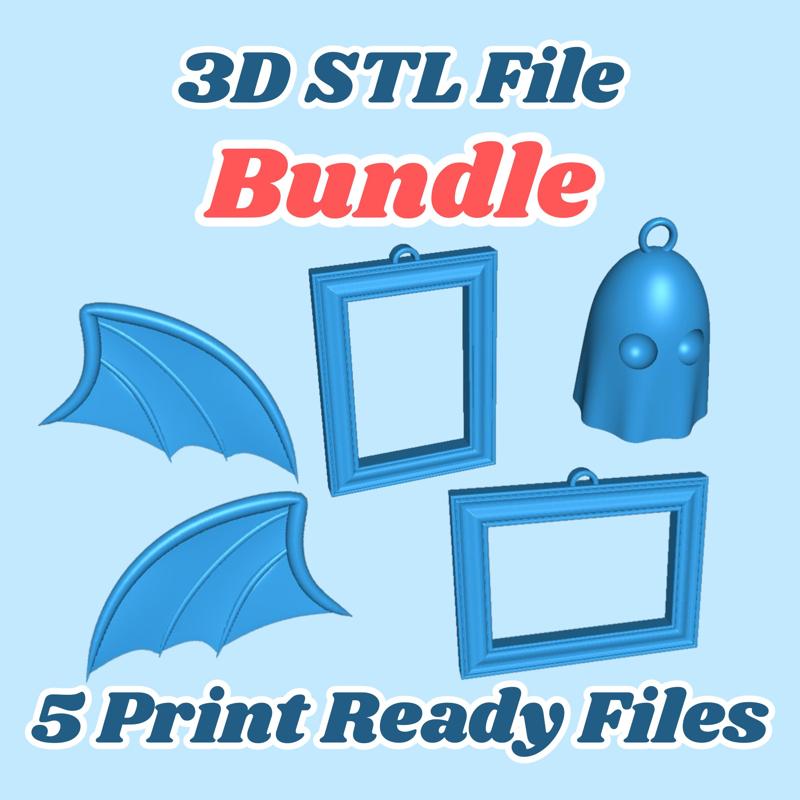 Halloween STL File Bundle Ghost Bat Wing and Frame Earring 3D Printable Spooky Jewelry Digital Download for DIY Costume Accessories