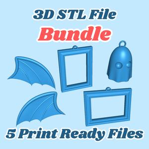 Halloween STL File Bundle Ghost Bat Wing and Frame Earring 3D Printable Spooky Jewelry Digital Download for DIY Costume Accessories