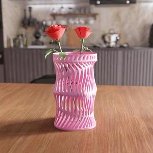 3D Wireframe Desk Vase STL File - 043