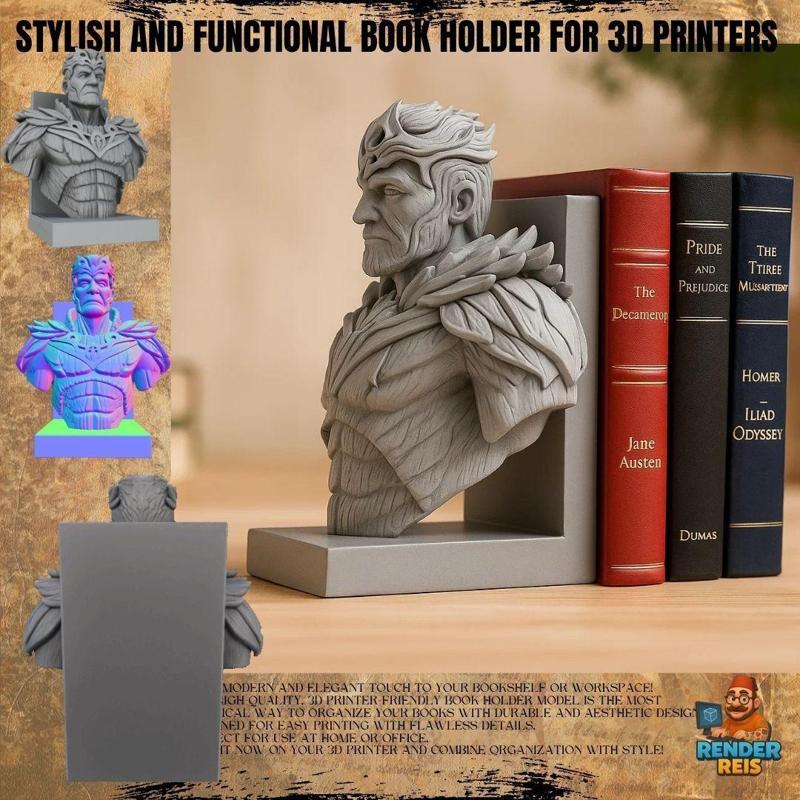 Nature Warrior / Druid Bust Bookend – 3D Printable