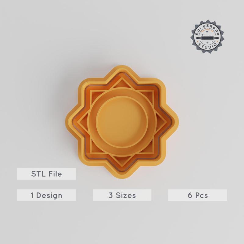 Mandala Shape Cutter & Stamp Set, Perfect for Cookies & Fondant, Abstract Oriental Design, 6 Pieces, Sizes S/M/L  PRODUCT_5156
