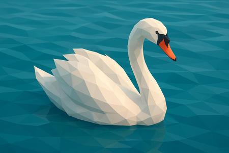 Low poly swan on water