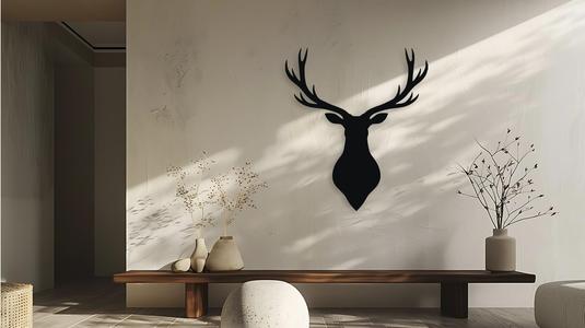 Deer Head Silhouette Wall Art Modern Rustic Decor