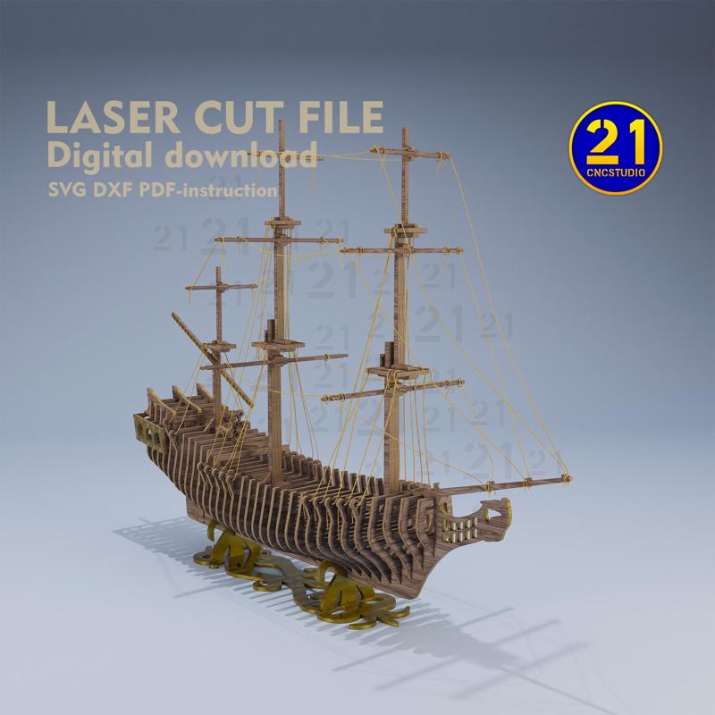 The Black Pearl - Fan Art Sailboat Model | Laser Cut Files