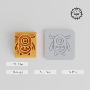 Wide Horn Monster Stamp Tile Set, 5 Sizes, Perfect for Clay, Cookies & Fondant PRODUCT_3189