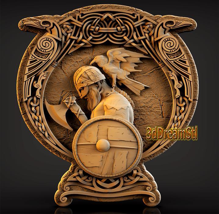 Viking Warrior STL model, CNC router engraver, artcam, Aspire, cnc files, wood, art, wall decor, CNC