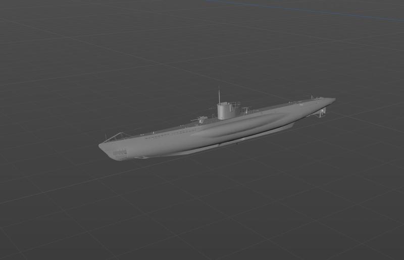 German Type VIIA submarine 3D model material