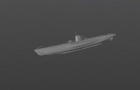 German Type VIIA submarine 3D model material