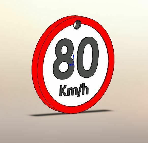 80 km/h signage key ring