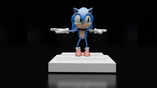 Sonic Fan Art 3D Print Low-poly 3D print model