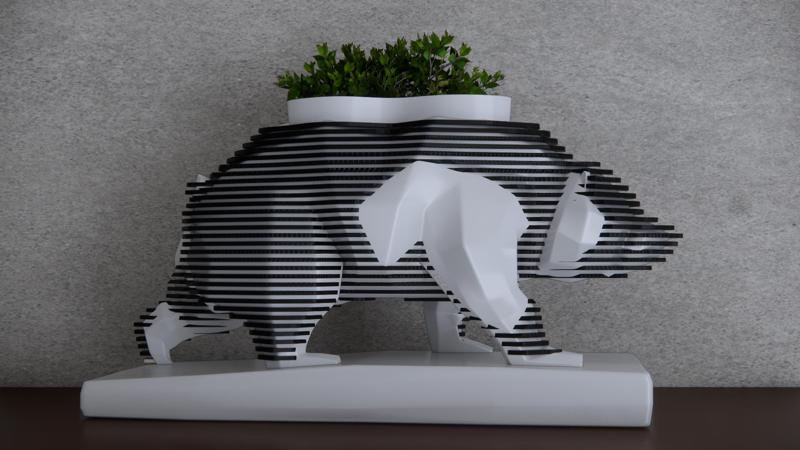 Black Bear - Flower Pot Planter, Pencil Holder - STL File 3D Model