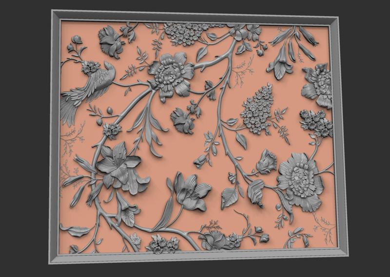 carved flowers wall panel - table resin epoxy
